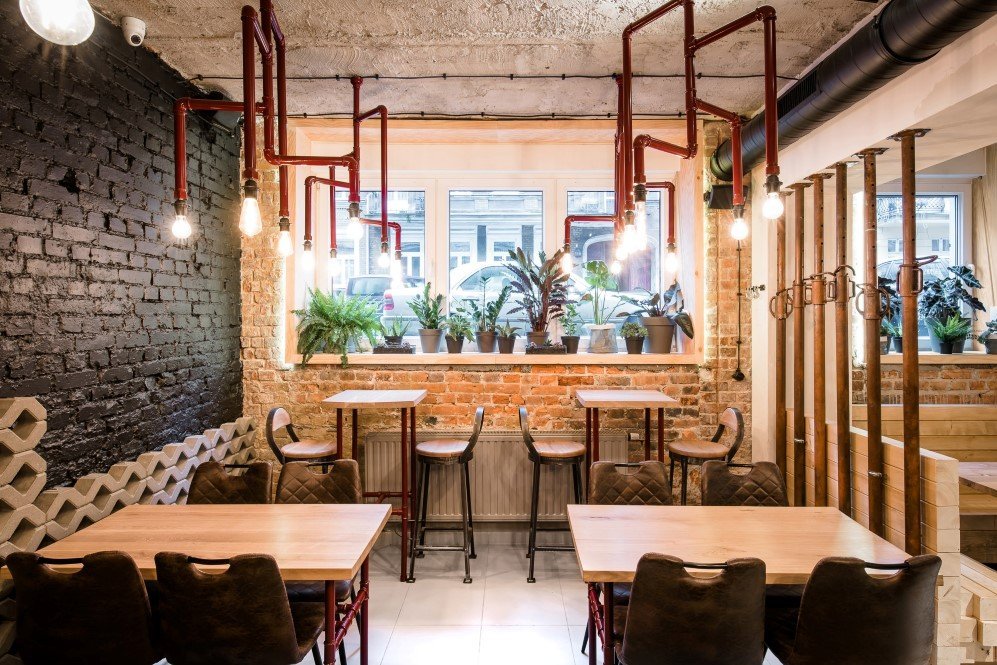 This fine dining restaurant is decorated with raw construction materials