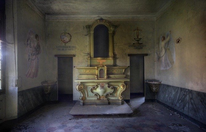 A room in an abandoned orphanage.