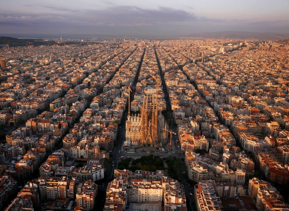 13. The Sagrada Familia in Barcelona seen by a drone