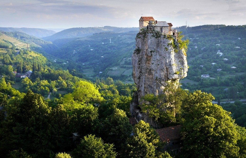 18. The Katskhi Pillar in Georgia has been home to a monk who's been living there as a near-hermit for twenty years.