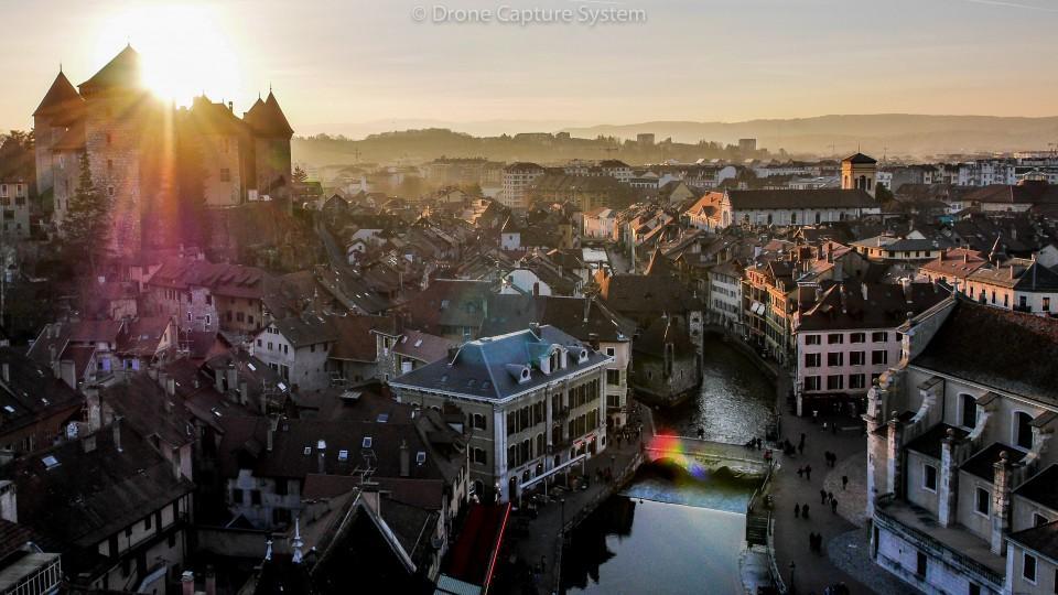 27. Sunset on the old town of Annecy in France.