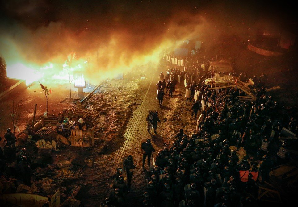 38. Ukrainian riot police during protests in downtown Kiev, Ukraine - February 19, 2014.