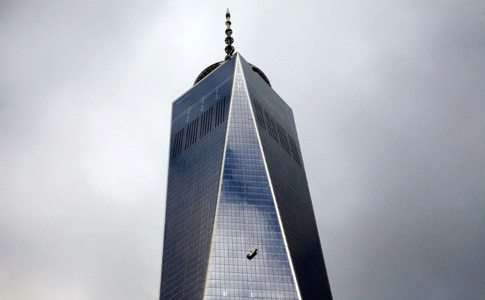 4. Window washers stranded on broken platform outside the 69th floor of New York’s World Trade Center - November 12, 2014.