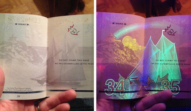 Canadian Passport Under UV Light (7)