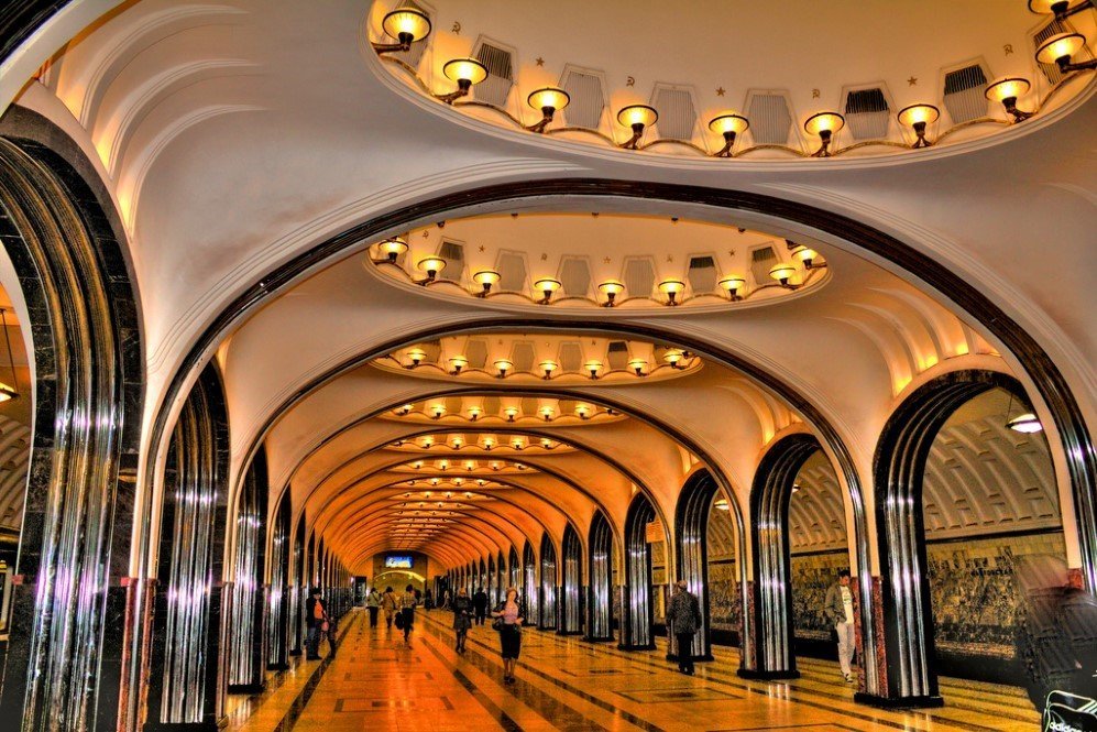 Mayakovskaya Metro Station, Moscow, Russia