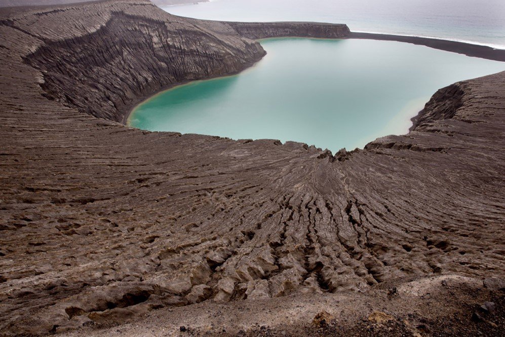 The newest island on Earth emerged from the waters of the South Pacific which was the result of a volcanic eruption on a nearby island – January, 2015.