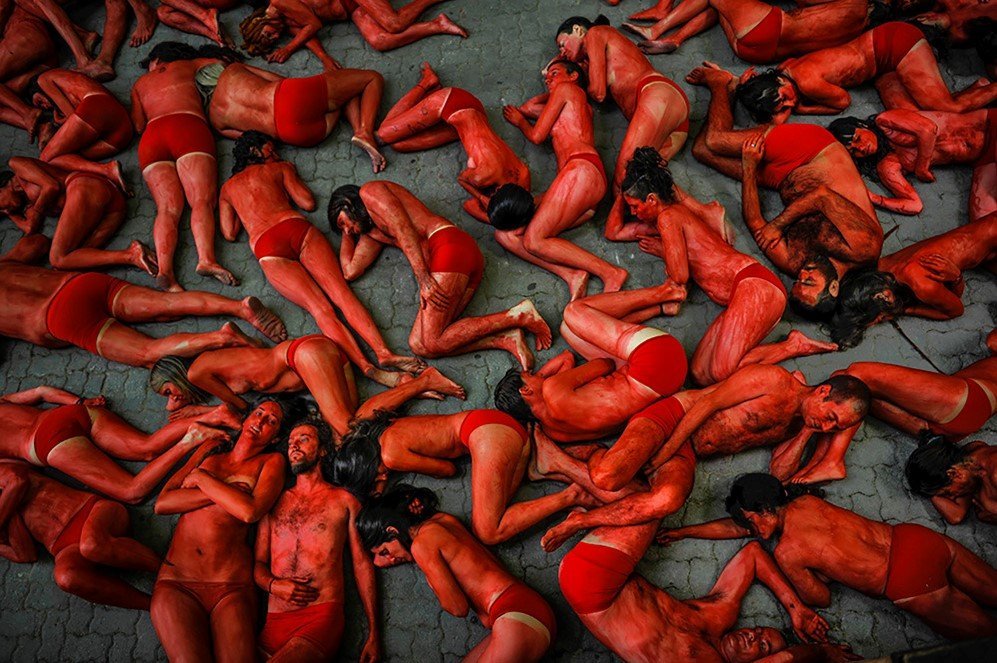People protest against bull runs a few days ahead of the famous San Fermin Fiestas in Pamplona, Spain –July 4, 2015.