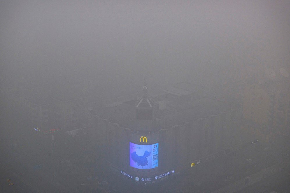 Air pollution soared to record-breaking levels in Beijing, China and was recorded to be 35 times higher than the safety levels – Dec. 1, 2015
