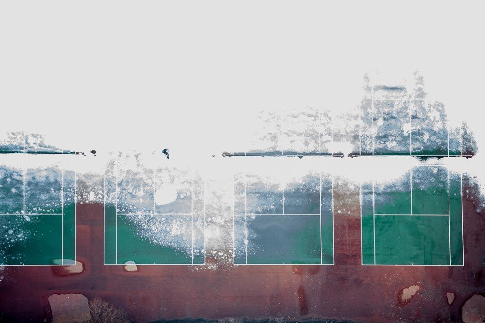 Snow blown Tennis Courts
