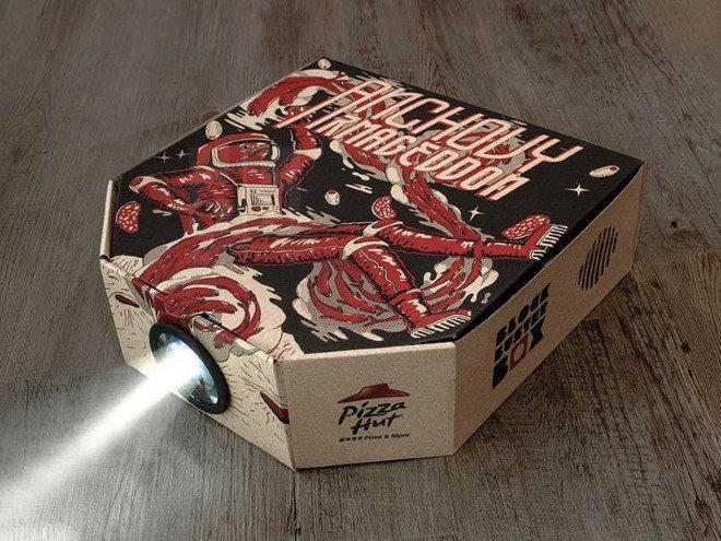 pizza hut blockbuster box movie projector