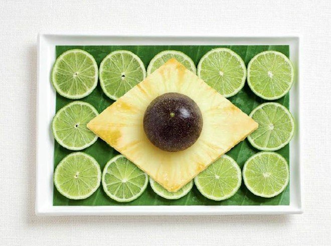 brazil flag made from food