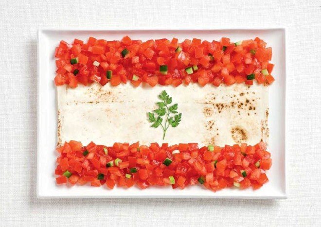 lebanon flag made from food
