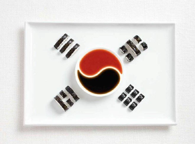 south korea flag made from food