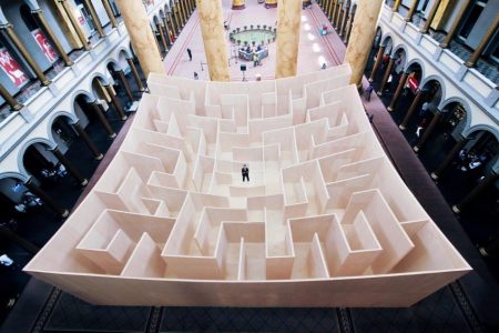 Concave Wooden Maze Takes Over The National Museum Of Washington DC