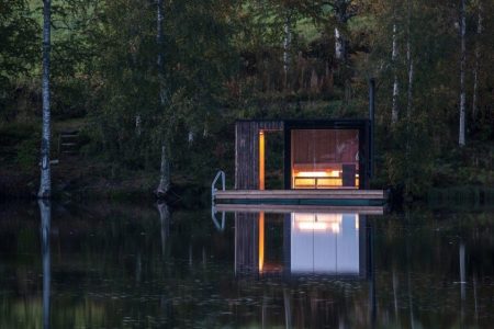 This tiny floating sauna in Sweden is minimalistic yet luxurious
