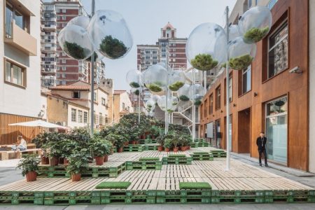 This artificial park built of recycled materials looks whimsically natural at first glance