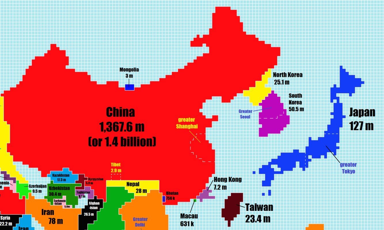 Countries scaled as per population 2