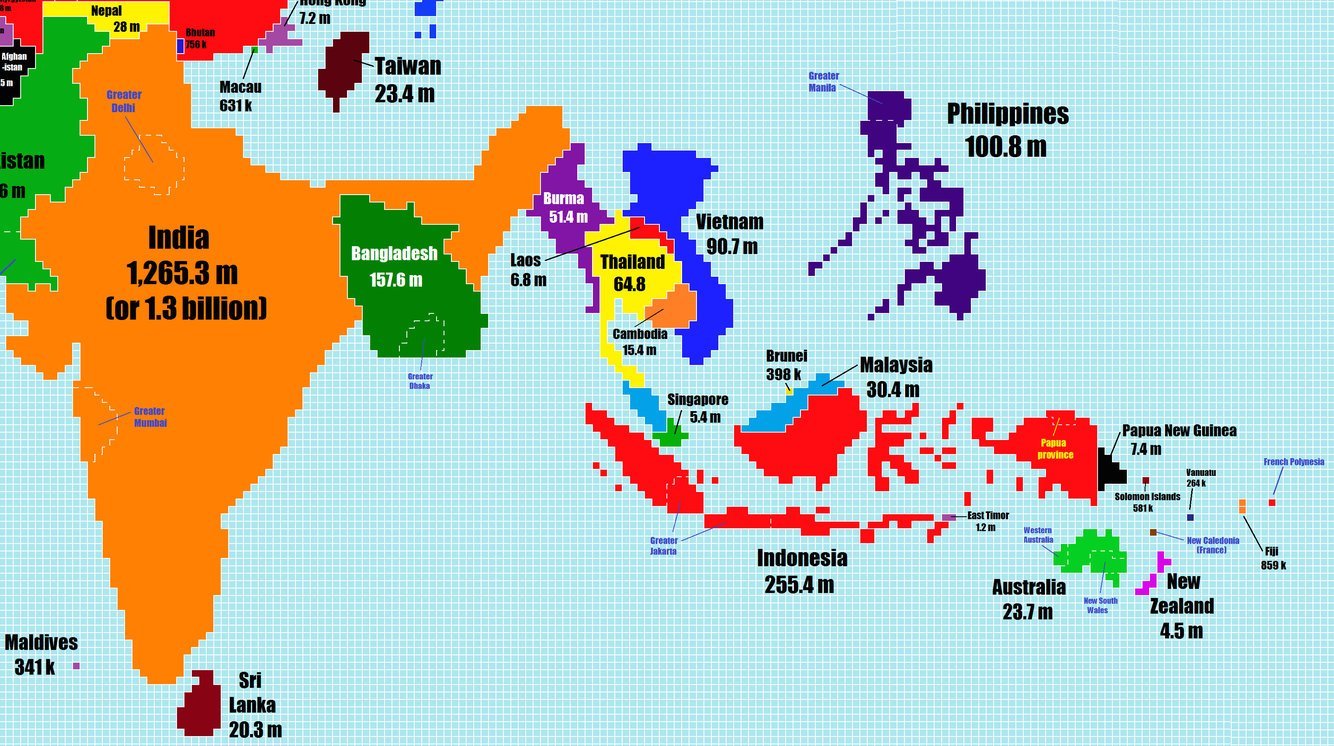 Countries scaled as per population 6