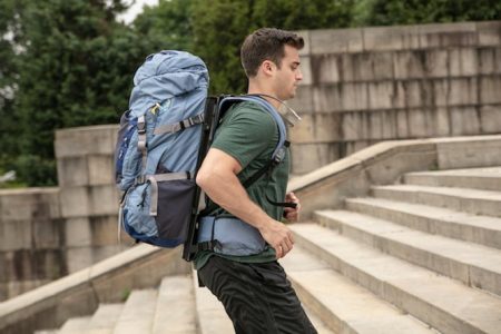 This innovative ‘Floating’ backpack reduces back stress with its up-and-down movement