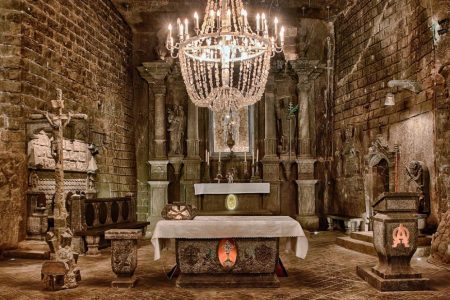 This splendid underground Polish Church is made entirely of rock salt