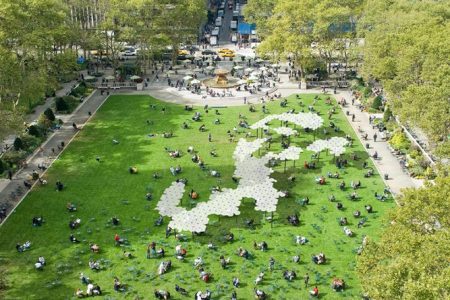 Shape-shifting drone canopy adapt continuously to keep people under shade