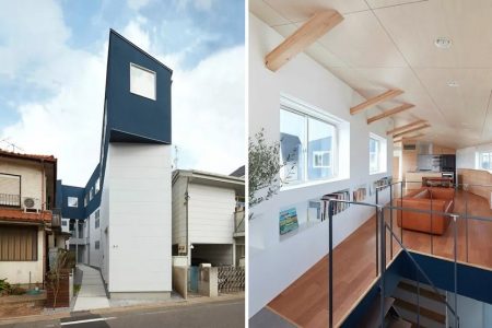 This Tokyo building utilized space by rising up in a congested site