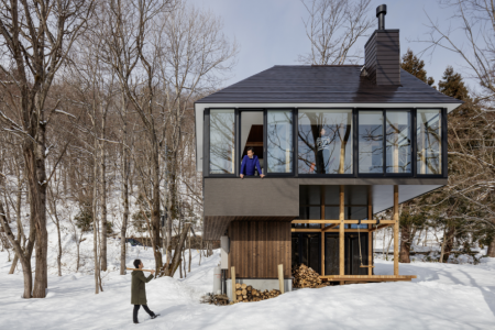 This Japanese lake house features an unconventional design twist