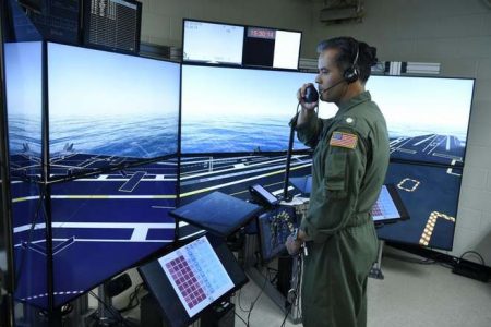US Navy is testing aircraft carrier simulators to train flight deck crews