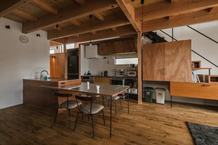 Japanese architects use timber boxes to optimize storage space of a house