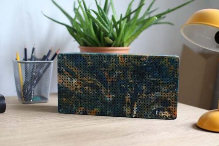 These wireless bluetooth speakers are made from recycled plastics