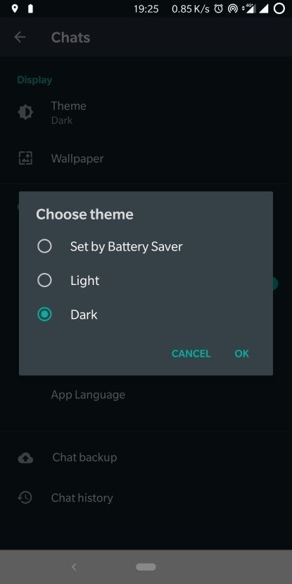 Whatsapp Dark Mode
