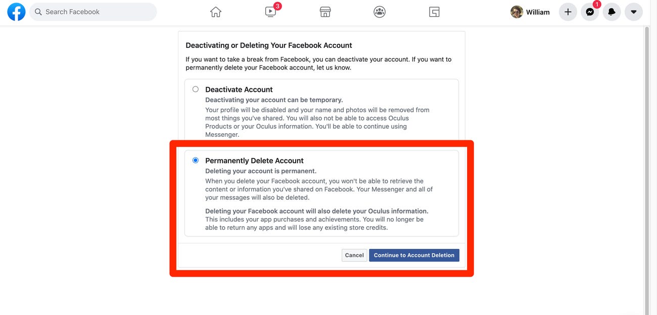 how to delete facebook account 2