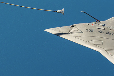 X-47B by Northrop Grumman is the first unmanned aircraft that can refuel in-flight!
