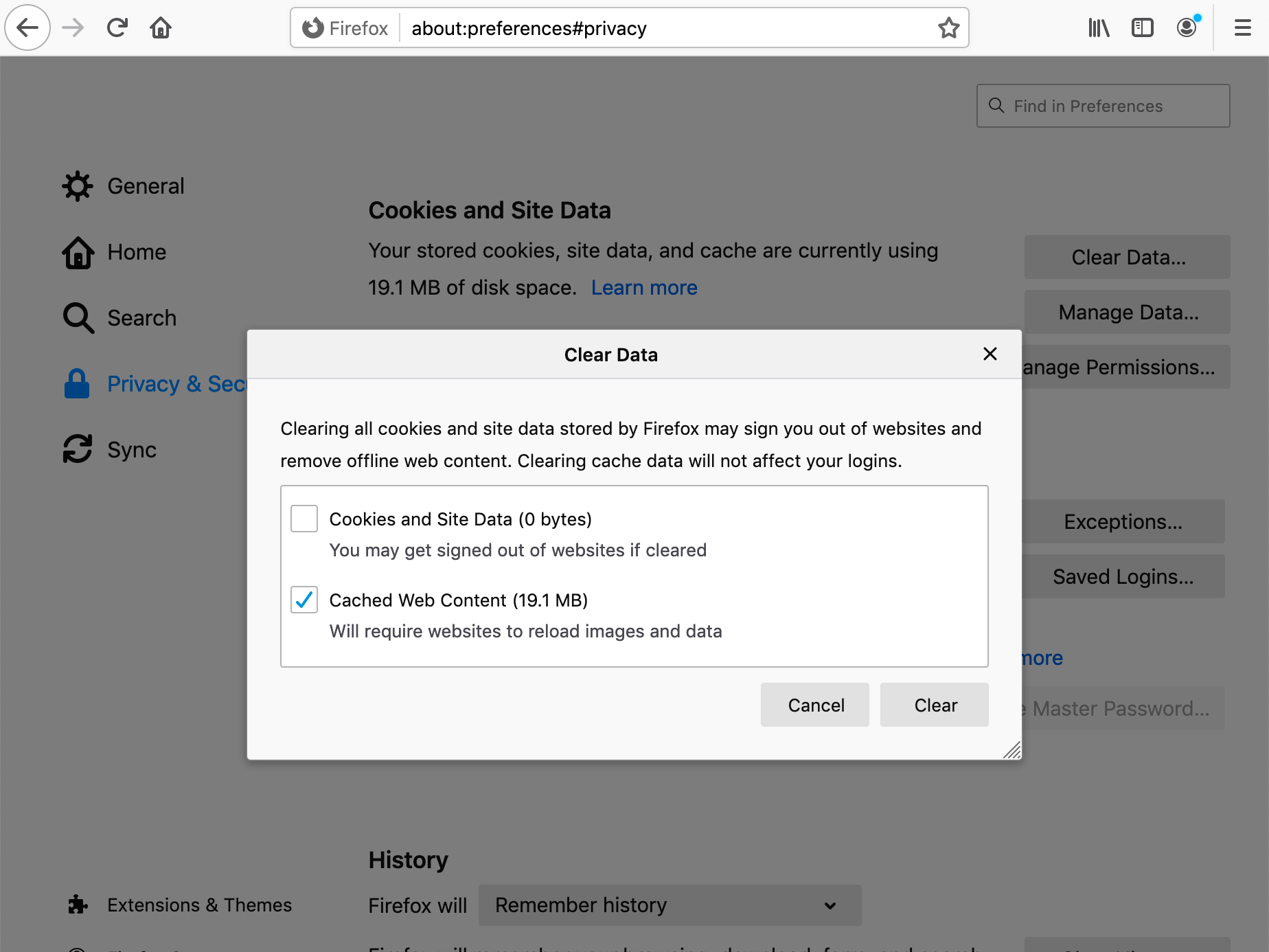 How to clear YouTube cache on Mozilla Firefox 2.png