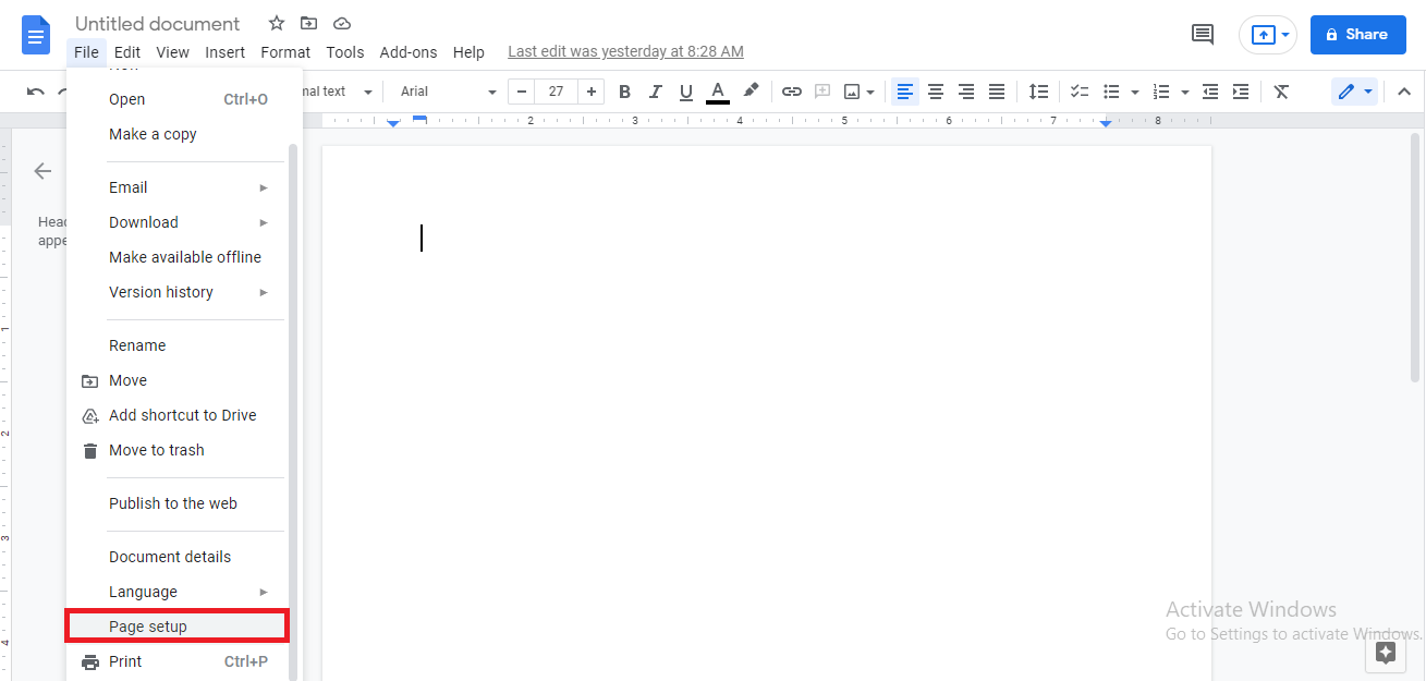 How to change margins in google docs