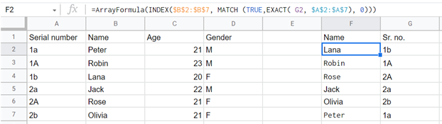 VLOOKUP Google Sheets