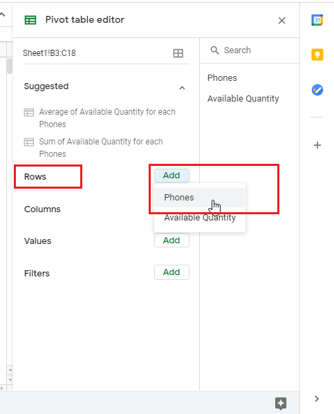 Pivot Table in Google Sheets Example