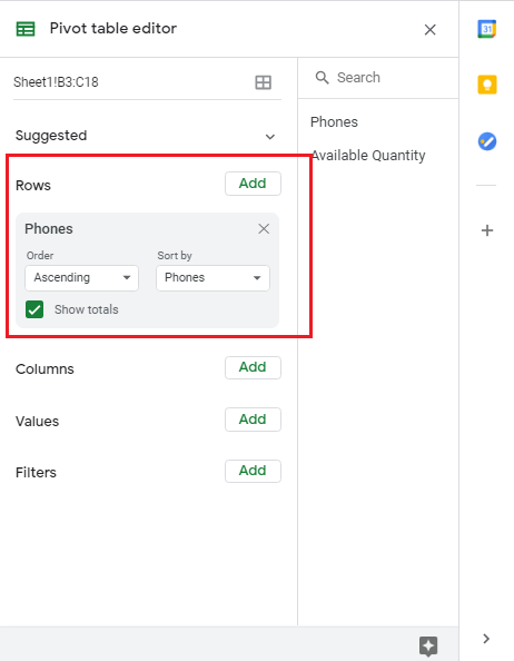 Pivot Table in Google Sheets Example