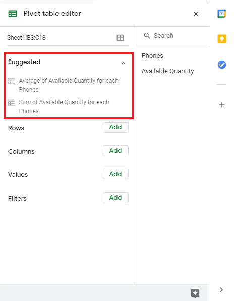 Pivot Table in Google Sheets Example