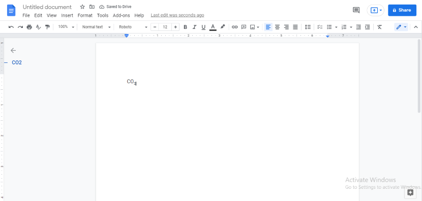 How to subscript your text in google docs