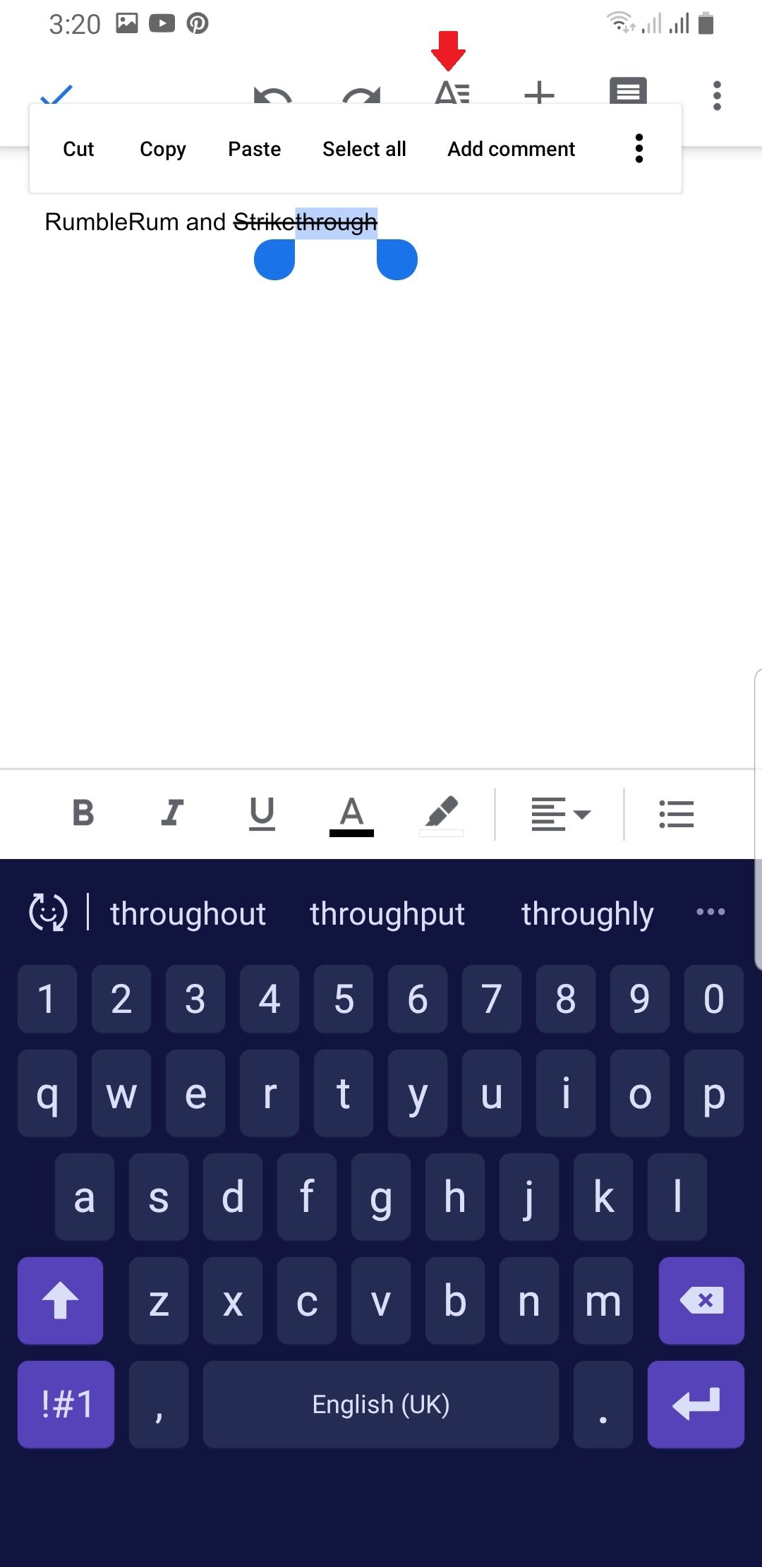 Strikethrough Google Docs