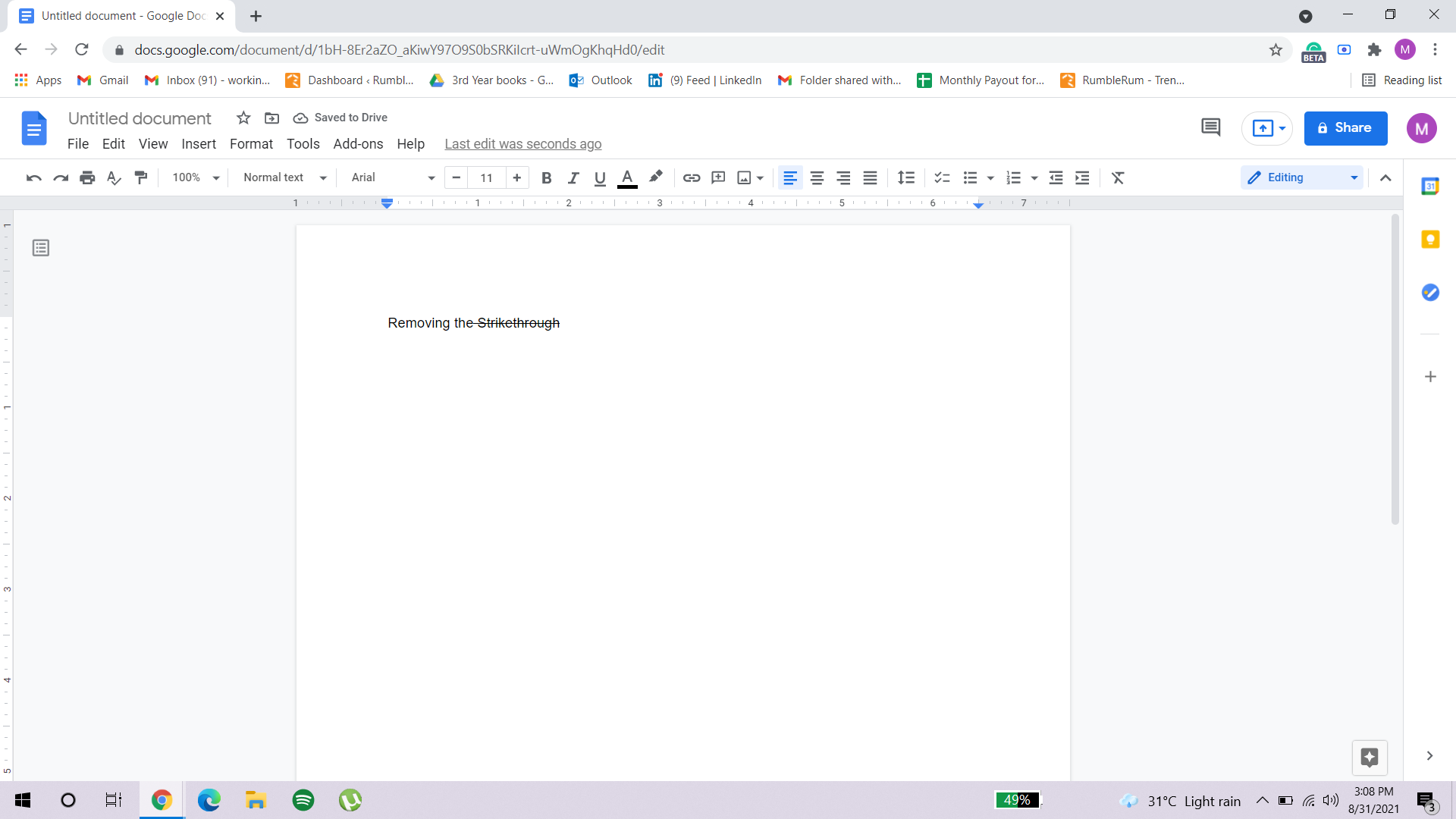 Strikethrough Google Docs 
