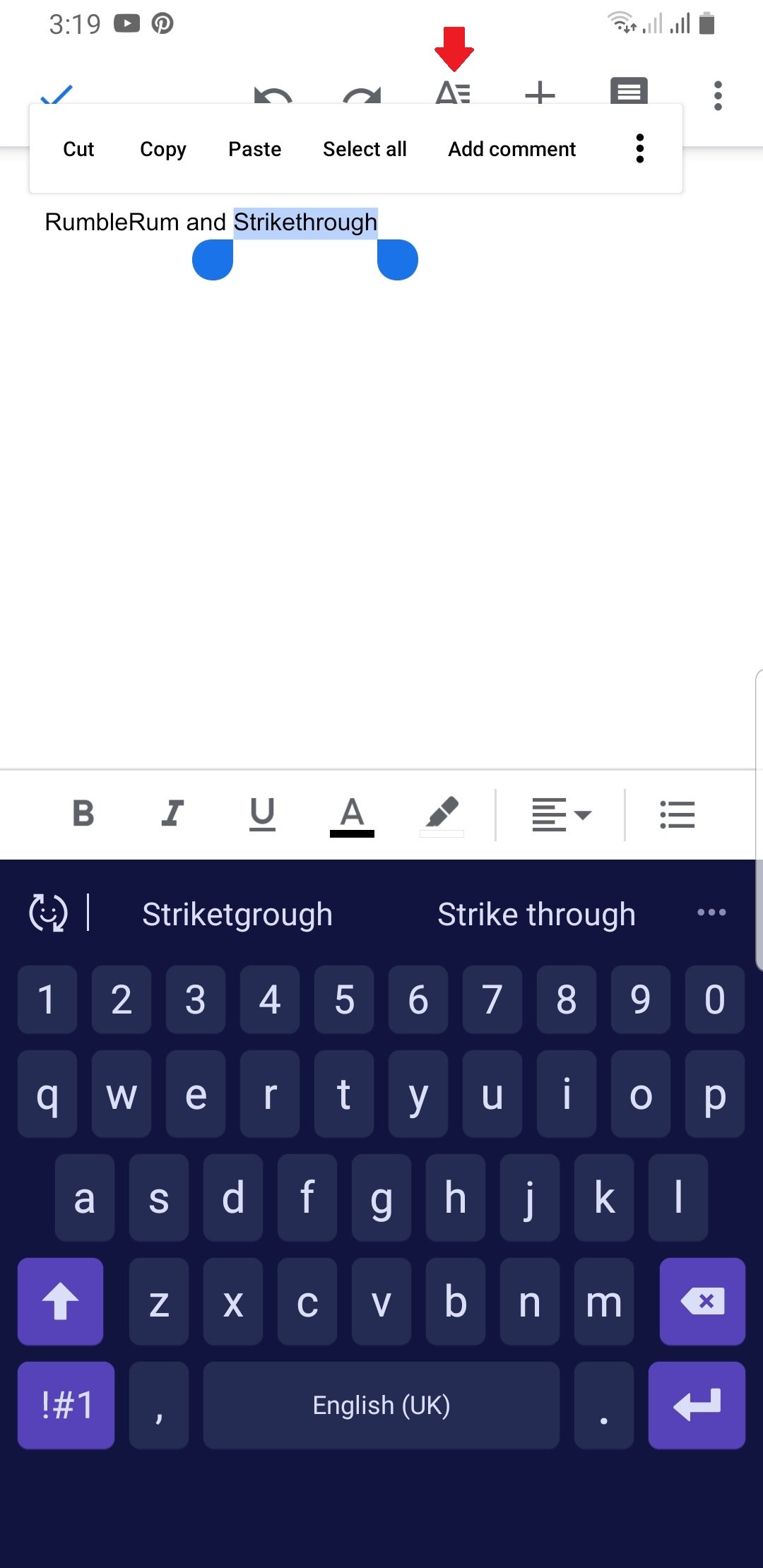 Strikethrough Google Docs
