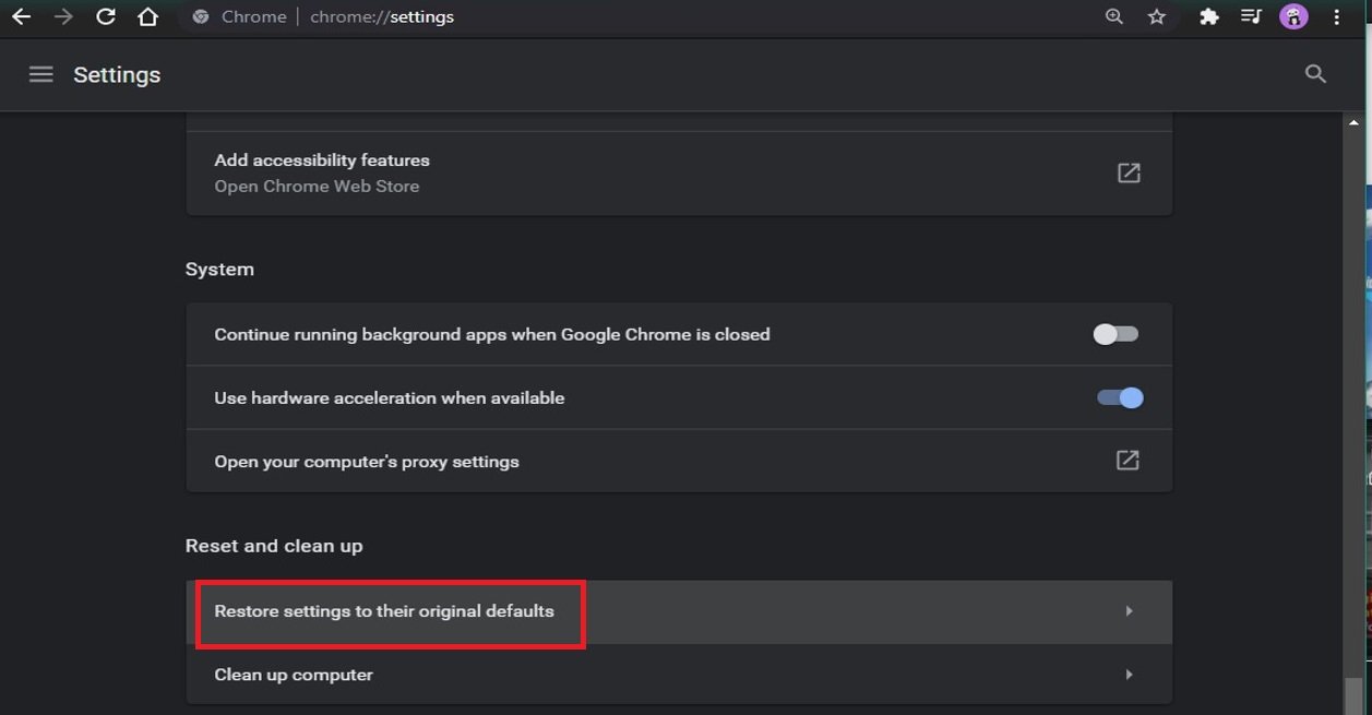 How to reset browser settings on Google Chrome