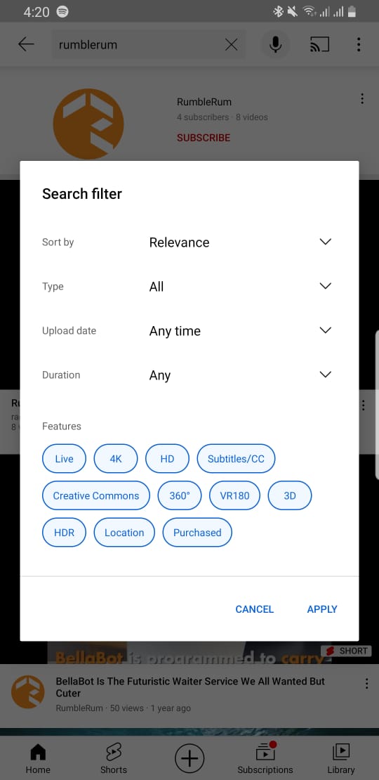 youtube filter not working