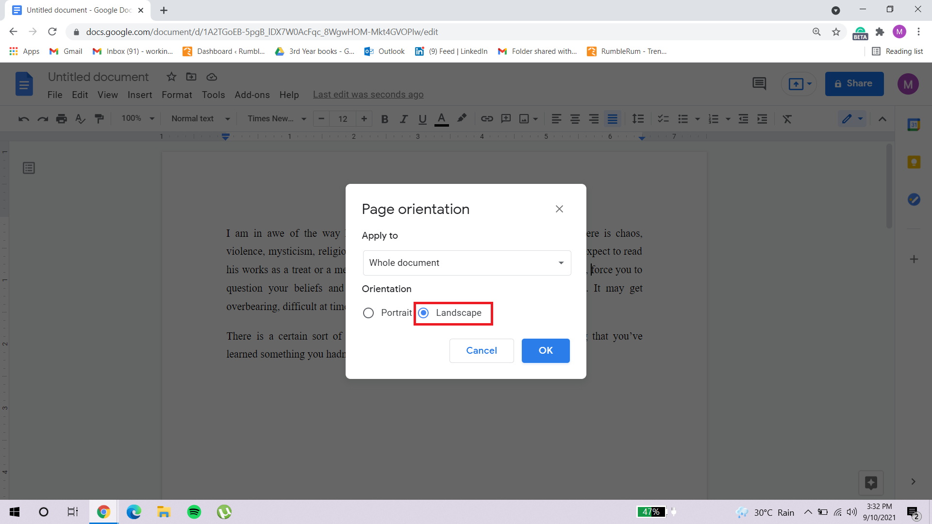 google docs landscape 2 1