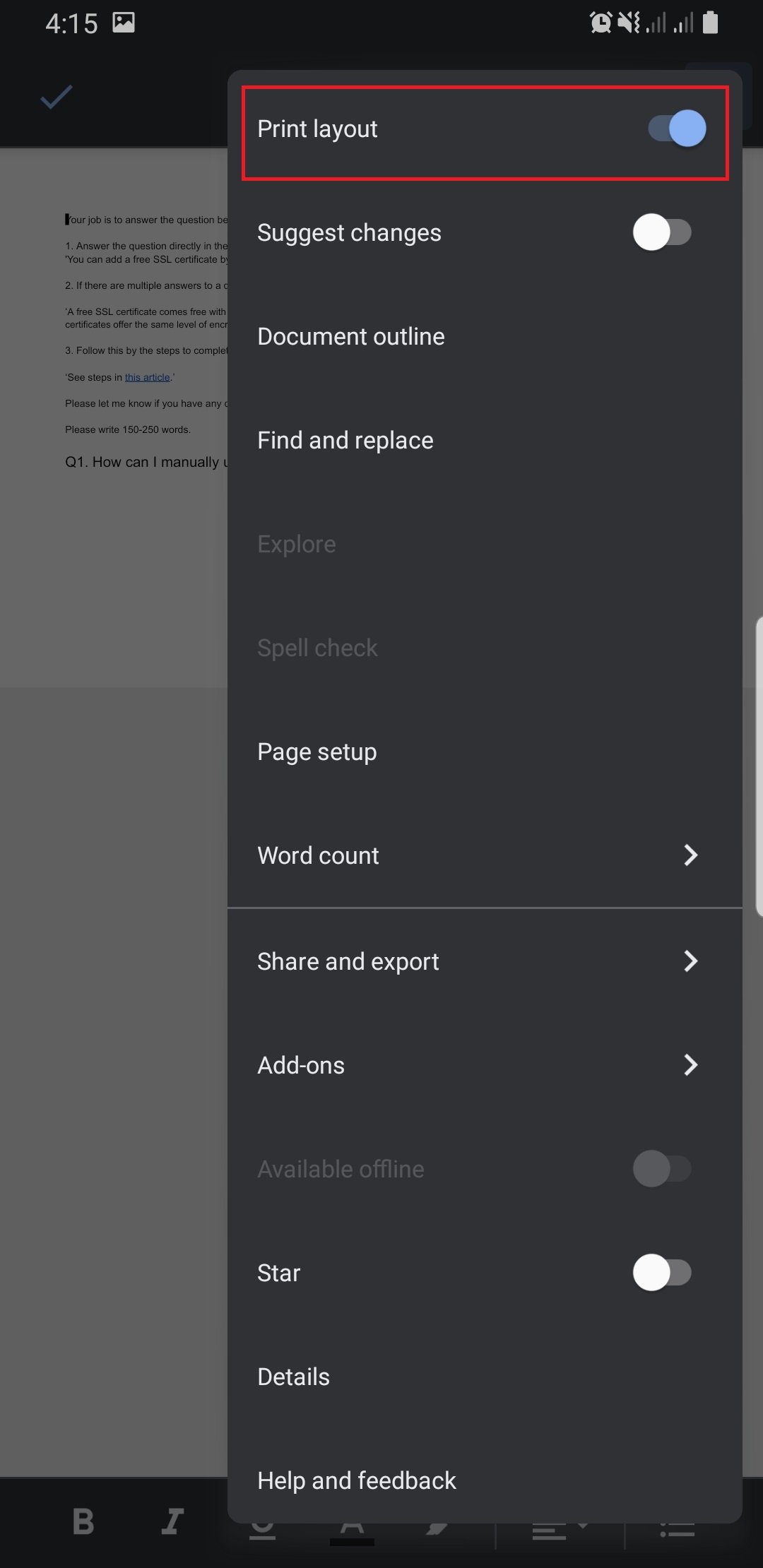 google docs landscape