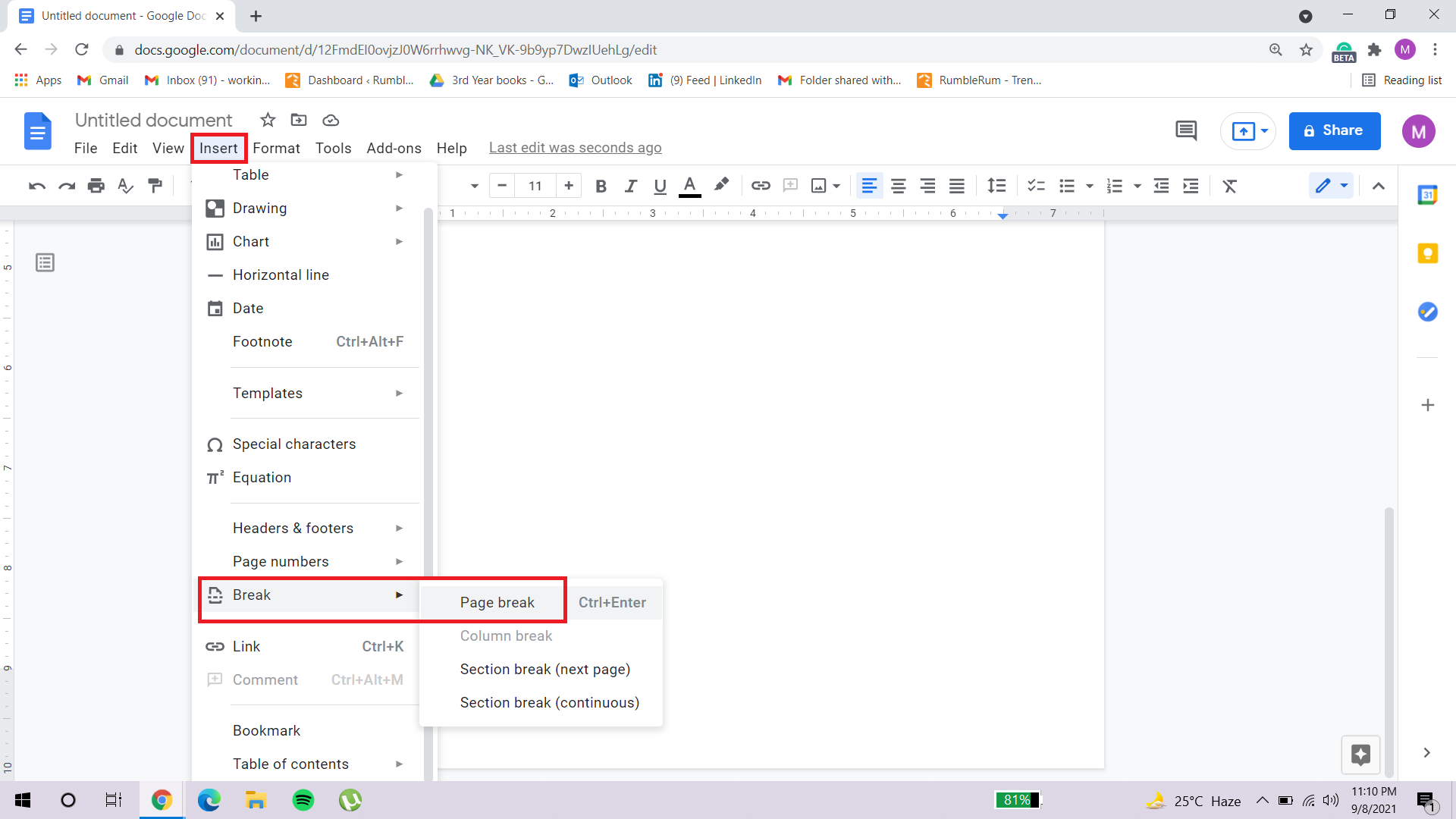 How to Delete a Page in Google Docs