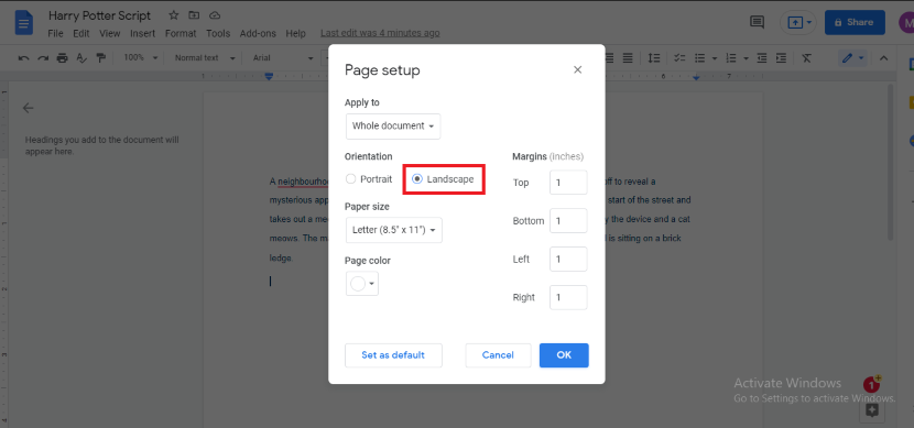 Google Docs Landscape