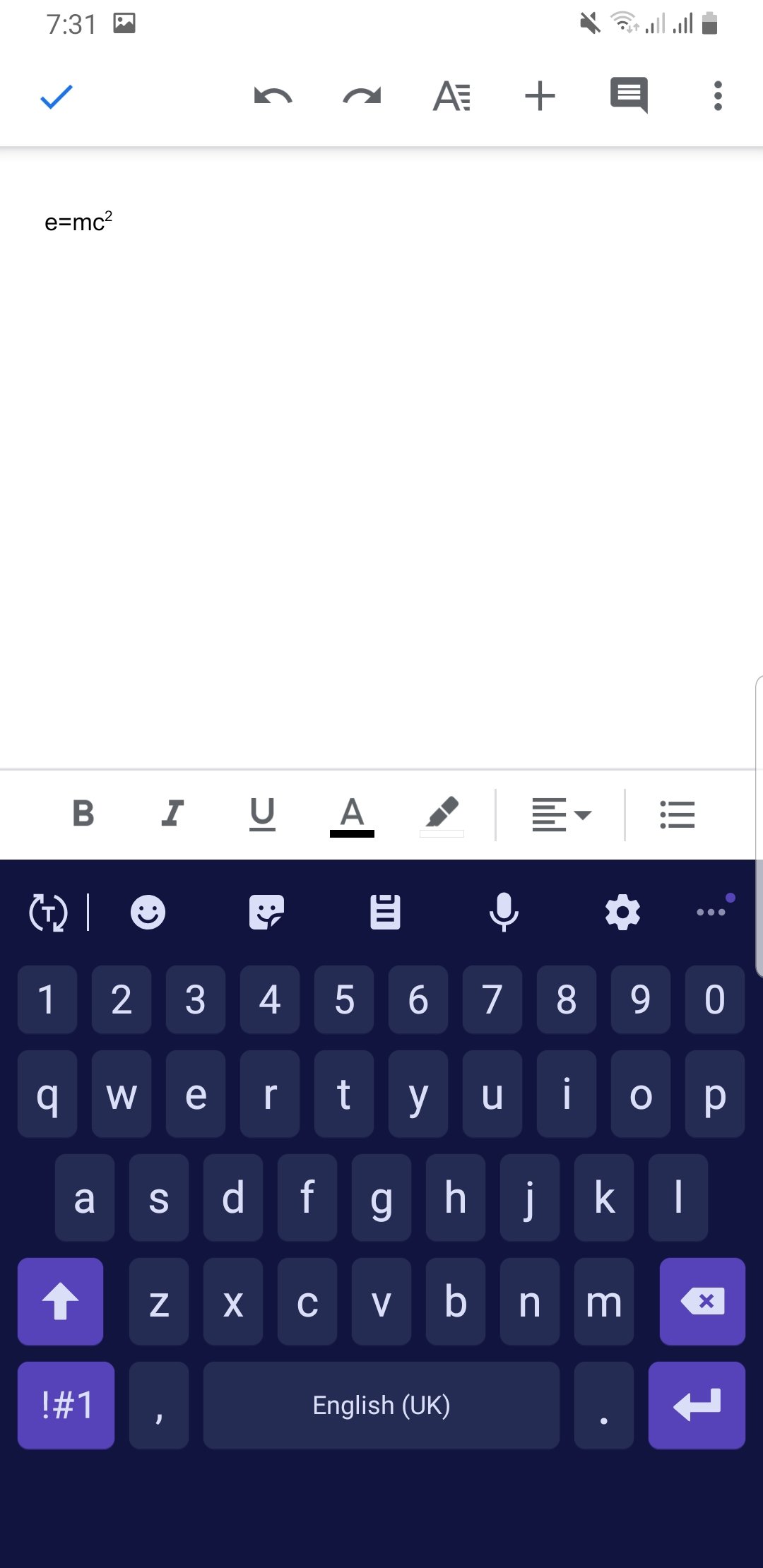 superscript in google docs